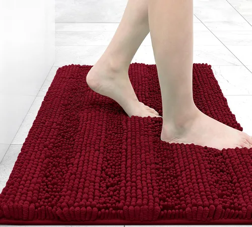 Vista 142 de Grandaily Alfombras de baño de felpilla a rayas de 24 x 16 pulgadas, extra gruesas y suaves, absorbentes, parte trasera de goma, alfombra de ducha