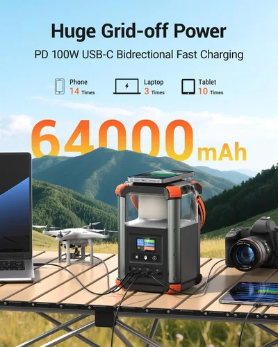 Vista 2 de BLAVOR Estación de energía portátil, generador para exteriores de 236.8 Wh/64,000 mAh, generador pequeño de carga rápida bidireccional USB C de 100