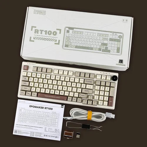 Vista 8 de EPOMAKER RT100 - Junta de 97 teclas BT5.02.4GUSB-C Teclado mecánico para juegos con pantalla de visualización personalizable, perilla, enchufe