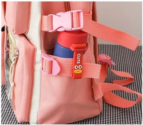 Vista 7 de Juego de 4 pines de mochila kawaii para mochila escolar, linda mochila estética