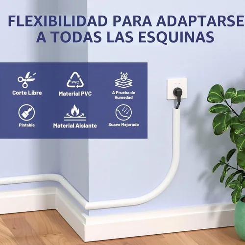 Vista 5 de Ocultador de cable de pared de 78 pulgadas, cubiertas de alambre para cables en la pared, corrector de cables flexible para ocultar cables