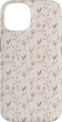 Vista 4 de iPhone 16 Hojas Botánico Flor Planta Línea Arte Terracota Case