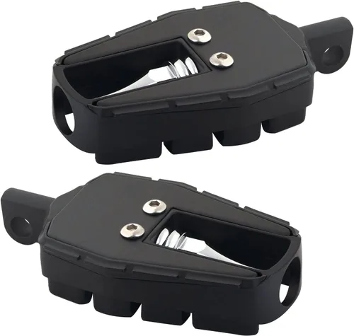 Vista 7 de FATECIM Estriberas de calavera para motocicleta, reposapiés para motocicleta, mini tablas de suelo con adaptadores de montaje macho y goma