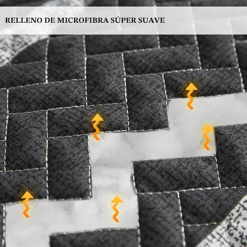 Vista 4 de Flysheep Juego de edredón bohemio gris oscuro tamaño individual para niños, 2 piezas de edredón reversible a rayas blancas sobre negro, colcha