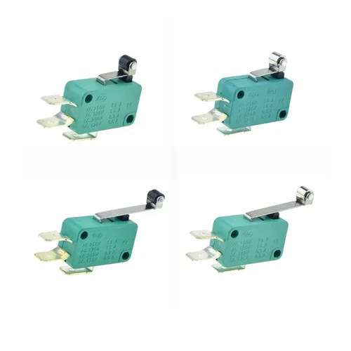 Vista 4 de Micro Interruptores de límite Micro 16A 250V 125V NO+NC+COM 0.248 in 3 pines SPDT Micro interruptor 1.102 in 2.047 in Arc Roller Palanca Interruptor