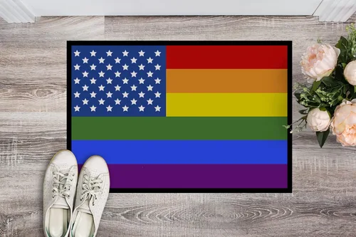 Vista 2 de Caroline's Treasures CK8013JMAT - Tapete con orgullo gay de Estados Unidos, 24 x 36 pulgadas, para interiores y exteriores, para entrada