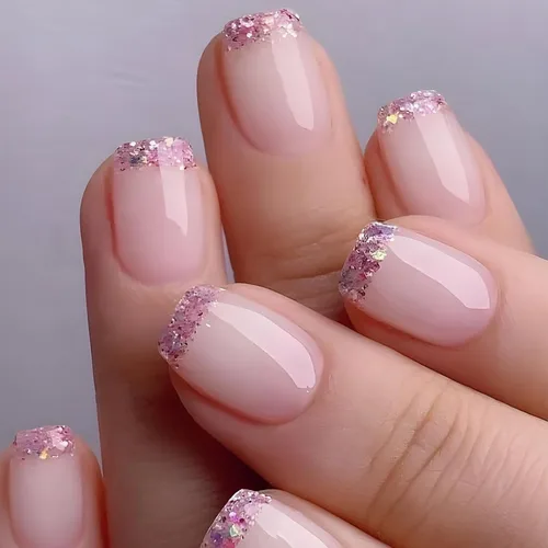 Vista 14 de Uñas postizas cortas cuadradas MABKJLF, uñas francesas falsas con gradiente, uñas de cobertura completa, flores blancas, uñas falsas con diseños