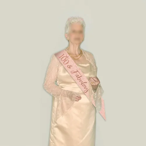Vista 4 de Corona y tiara de cumpleaños de oro rosa para mujer, regalos para fiesta de cumpleaños número 100