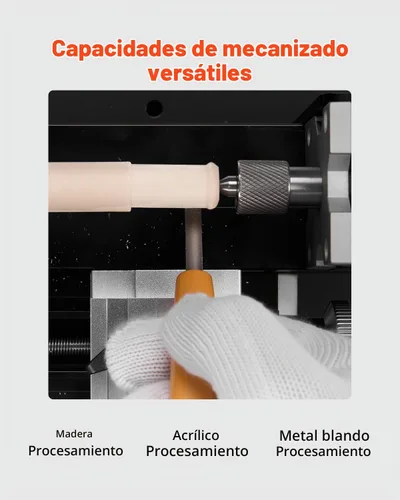 Vista 6 de VEVOR - Mini torno de metal didáctico, 7 x 13 cm, torno de metal de 36 W, velocidad de 20,000 RPM, con portabrocas de 3 mandíbulas, rueda manual