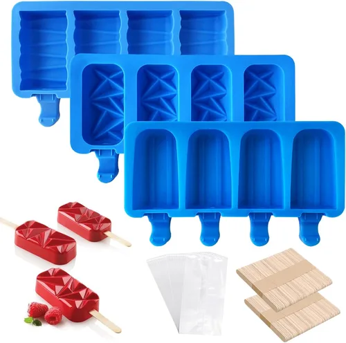Vista 11 de Moldes de silicona para paletas, moldes para hacer paletas de 10 cavidades, molde de helado casero de fácil liberación para hacer pasteles, paletas
