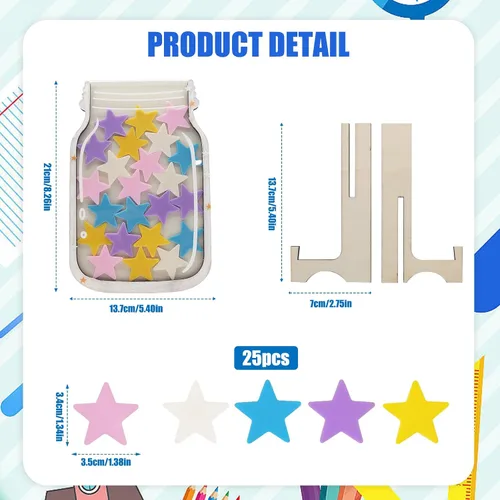 Vista 2 de KJMYYXGS Tarro de recompensa personalizado para el aula, sistema de recompensa de estrella, tarro de incentivo para el aula, tarro de recompensa