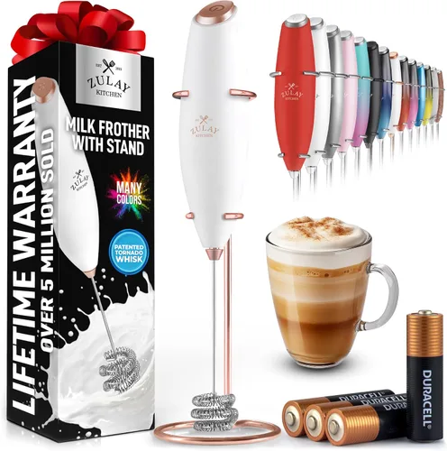 Vista 353 de Zulay Milk Boss Espumador de leche potente manual, hace espuma para latte, batidor para mezclar bebidas, café, miniespumador para capuchino, frappé