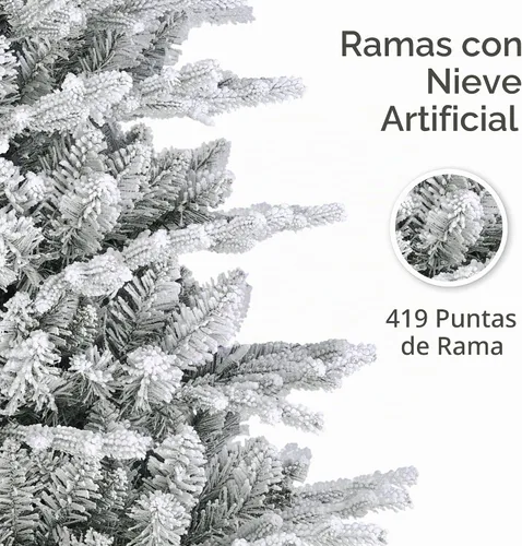 Vista 5 de Puleo International 4.5ft Pre-Lit Potted Flocked Arctic Fir Christmas Tree 419 puntas de ramas flocadas realistas, 70 luces incandescentes