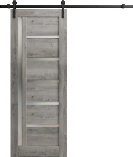 Vista 16 de SARTODOORS Puerta corredera de granero de 18 x 80 pulgadas Quadro 4088 Blanco / Negro Puerta de granero individual Herrajes MDF incluidos