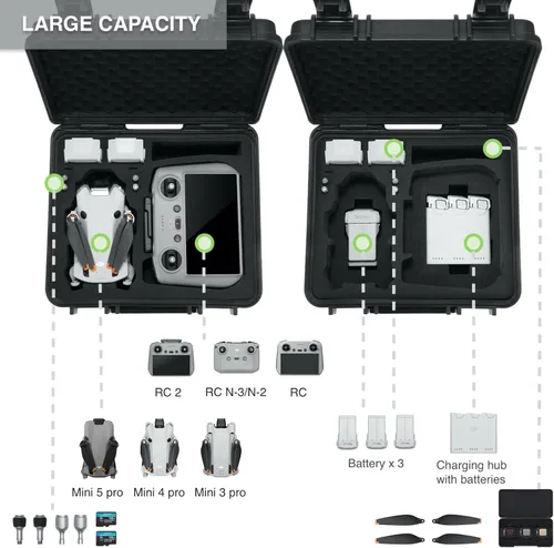 Vista 2 de Estuche rígido impermeable para DJI Mini 5 Pro/Mini 4/3 Fly More Combo