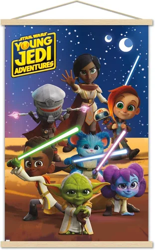 Vista 16 de Trends International Star Wars: Young Jedi Adventures - Póster de pared de grupo, 14.725 x 22.375 pulgadas, versión enmarcada de madera de granero