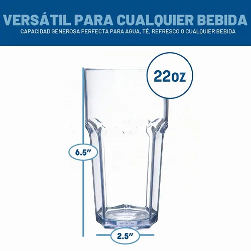 Vista 2 de Carlisle FoodService Products - Vaso alto Louis para restaurantes, catering, cocinas, de plástico, 22 onzas, transparente