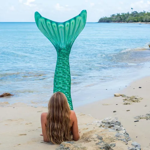 Vista 6 de Fin Fun - cola de sirena sola puntas reforzadas sin monoaleta para niños adultos niños y niñas