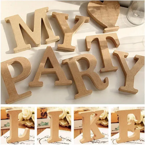 Vista 6 de Letras de madera de la A a la Z independientes para colgar del alfabeto decorativo, regalo de boda, estantería de oficina en casa, decoración