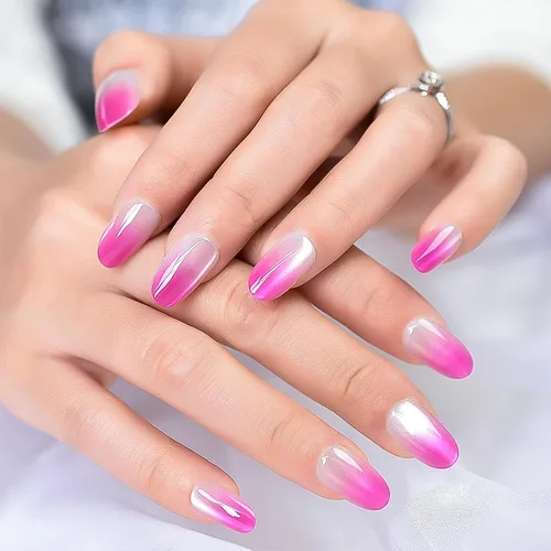 Vista 27 de Gelnails - Uñas postizas cortas a presión con punta francesa blanca, 30 Almendra francesa blanca