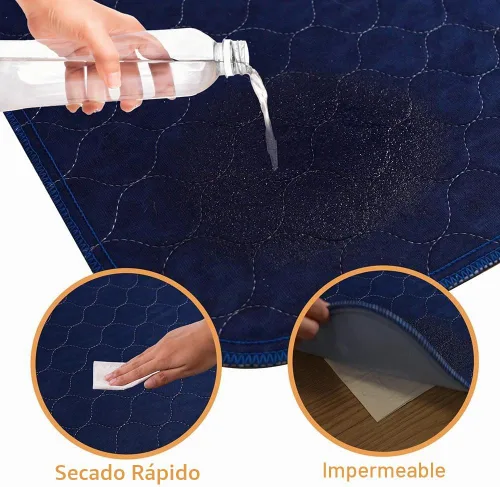 Vista 3 de Paquete de 2 almohadillas para orina para perros, lavables, de 53 x 53 pulgadas, almohadillas extragrandes impermeables para cachorros, súper