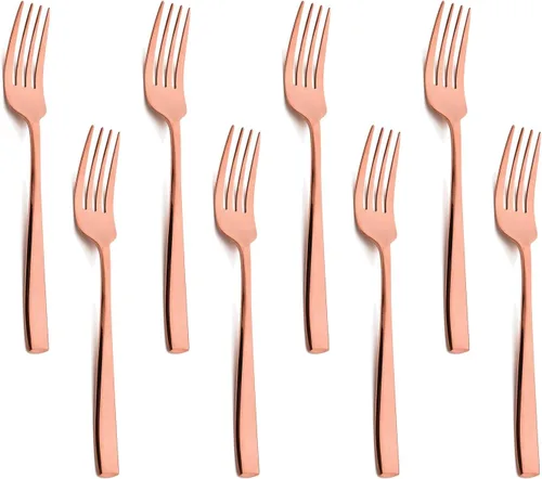 Vista 11 de Juego de cubiertos de oro rosa de 20 piezas, cubiertos de acero inoxidable 18/10, juego de vajilla resistente, incluye cuchillo, tenedor/cuchara