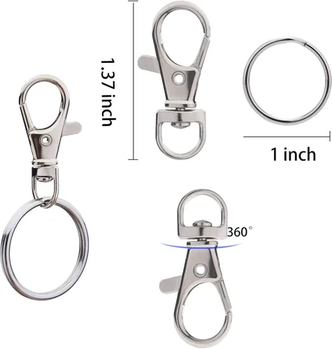 Vista 3 de Hapeper Ganchos giratorios de metal con llaveros divididos para cordones y joyas (60 piezas)