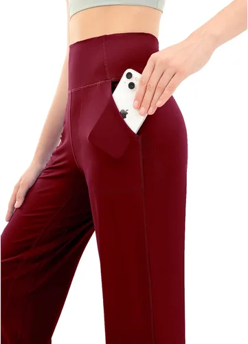 Vista 3 de Rosemmetti Pantalones capri de yoga para mujer, corte de bota, talla grande, cintura alta, pantalones de entrenamiento atlético, con bolsillos