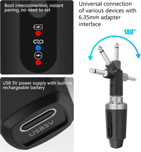 Vista 7 de EBJ Transmisor Receptor de Micrófono Inalámbrico 2.4Ghz, Sistema Inalámbrico de Micrófono XLR, Adaptador de Micrófono Inalámbrico Recargable