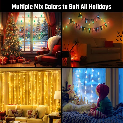 Vista 4 de AUAUY Guirnalda de luces LED de 40 luces LED de 19.6 pies, funciona con pilas, 2 modos, luces de Navidad para dormitorio, luces impermeables