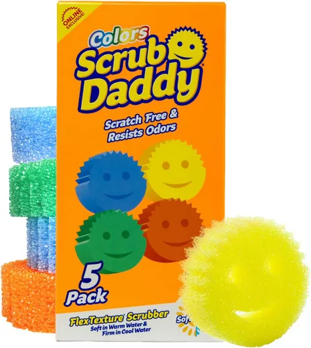 Vista 13 de Scrub Daddy Esponjas de Color – Esponjas multiusos para platos sin arañazos para limpieza de cocina, baño y hogar – Hechas con espuma de polímero