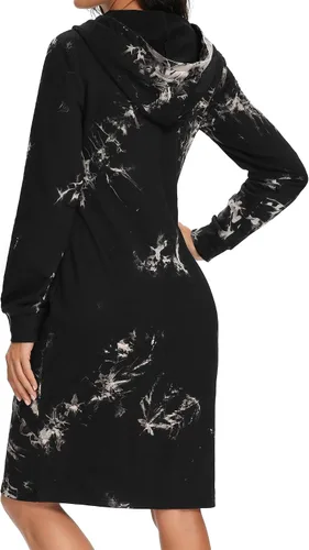 Vista 4 de Kimmery Vestido de manga larga para mujer, ligero, con bolsillo de canguro, sudadera con capucha para otoño
