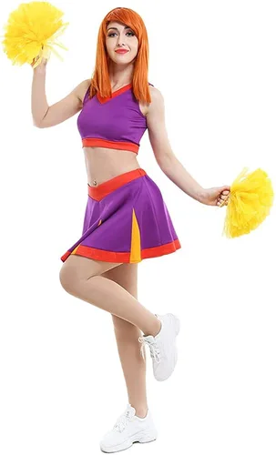 Vista 3 de miccostumes Kimberly Ann Possible Cheerleader Uniforme Ropa Deportiva Top y Falda Traje Cosplay