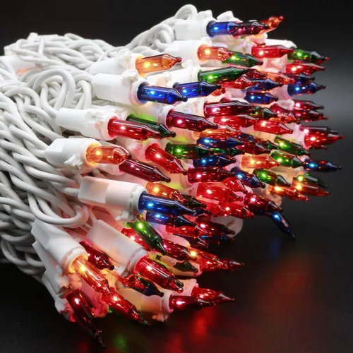 Vista 9 de 200 unidades de luces de Navidad multicolor, paquete de 2 hebras de 100 unidades, 33 pies de alambre blanco, cadena de luces festivas con Varios