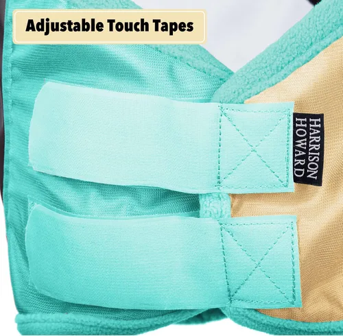 Vista 132 de Harrison Howard Máscara de mosca de caballo luminosa profesional estándar con orejas protección UV para caballo, azul y plateado, pequeño poni Azul