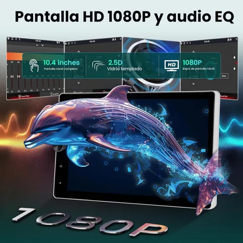Vista 9 de 2G+64G Solo DIN Android Car Stereo 10.4 pulgadas Rotatorio Vertical Pantalla Táctil Radio con Carplay Inalámbrico y Android Auto/EQ