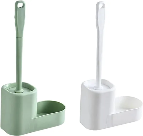 Vista 12 de Escobilla de inodoro con soporte, juego de gancho extra y mango antideslizante, cepillo de baño para limpieza profunda y secado rápido, cepillo