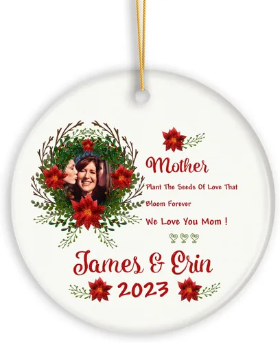 Vista 14 de Adornos de Navidad personalizados con foto, adorno de recuerdo personalizado con nombre de bebé, nuevo regalo de bebé, recuerdo de bebé