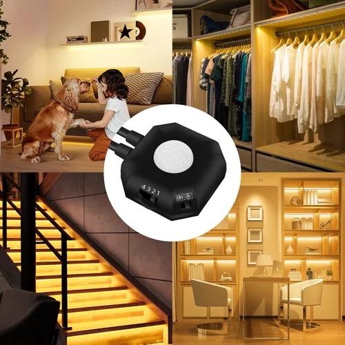 Vista 6 de Tira de luces LED activadas por movimiento, de 9.84 pies, color blanco cálido, no impermeable, alimentado por USB, con sensor de movimiento