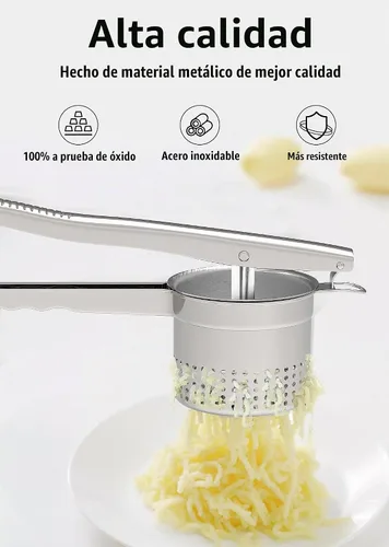 Vista 4 de GloTika Ricer de patatas grande de 15oz, triturador de patatas de acero inoxidable resistente con mango ergonómico, herramienta de cocina