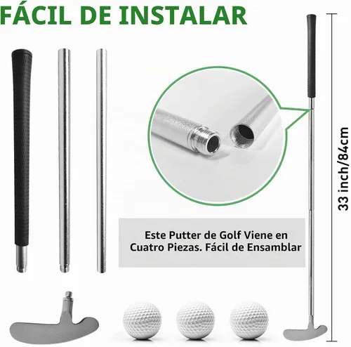 Vista 2 de QPPKI Putter de golf – Putter bidireccional de 33 pulgadas para mano izquierda/derecha, con pelotas de práctica, juego combinado de golf