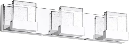 Vista 7 de Luces de tocador de burbujas, 3 luces cromadas modernas de cristal para baño, 6000 K