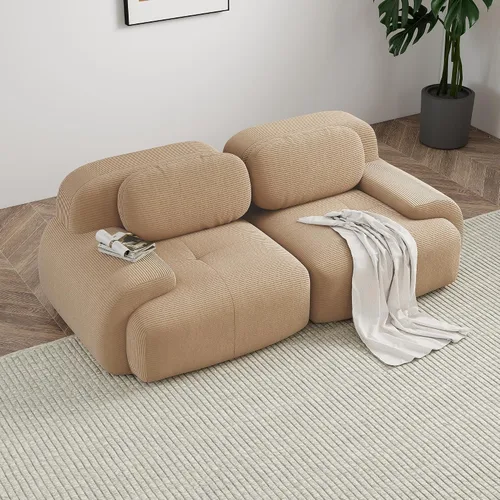 Vista 50 de Sofá sin hueso de 82 pulgadas, cómodo sofá cama de dos plazas, sofá comprimido con asiento profundo, sofá nube de pana para sala de estar