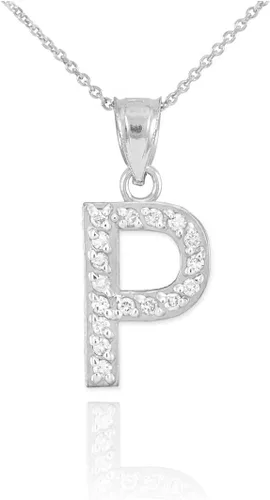 Vista 9 de Claddagh Gold . Collar con colgante de letra inicial de plata de ley 925 con circonita cúbica - Elección de tamaños