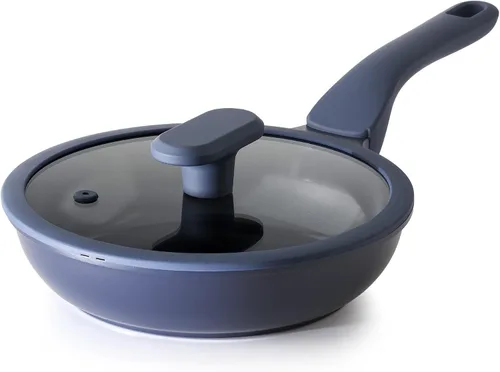 Vista 16 de PRICUSIS Sartén antiadherente con tapa, sartén de 8/10 pulgadas con mango Stay Cool, totalmente revestida, compatible con inducción y apta