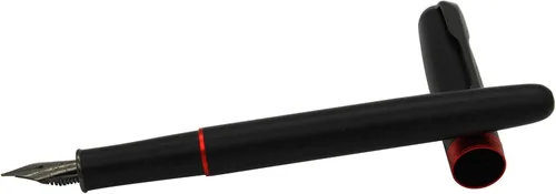 Vista 7 de Gullor Pluma estilográfica 75F negro mate con caja de regalo, borde rojo, punta fina