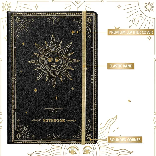 Vista 5 de Artfan Cuaderno/diario rayado – Cuaderno clásico de escritura de piel sintética con papel grueso de alta calidad con bolsillo + separadores