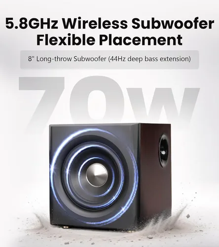 Vista 5 de Edifier S355DB 2.1 Altavoces alimentados para estantería, audio de alta Nogal