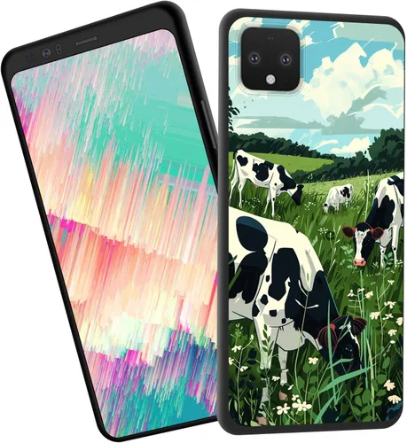 Vista 92 de Funda delgada para Google Pixel 4 XL, funda delgada de silicona de TPU suave a prueba de golpes para Google Pixel 4 XL, gato negro luna estrellada