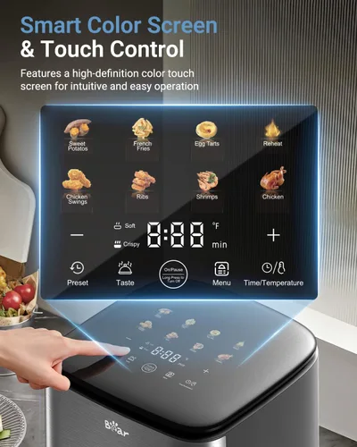 Vista 8 de Bear - Freidora de aire de 6.3 cuartos de galón, pantalla táctil inteligente, 4D Turbo Crisp y ventana de vapor 4D Turbo Crisp for extra-crispy